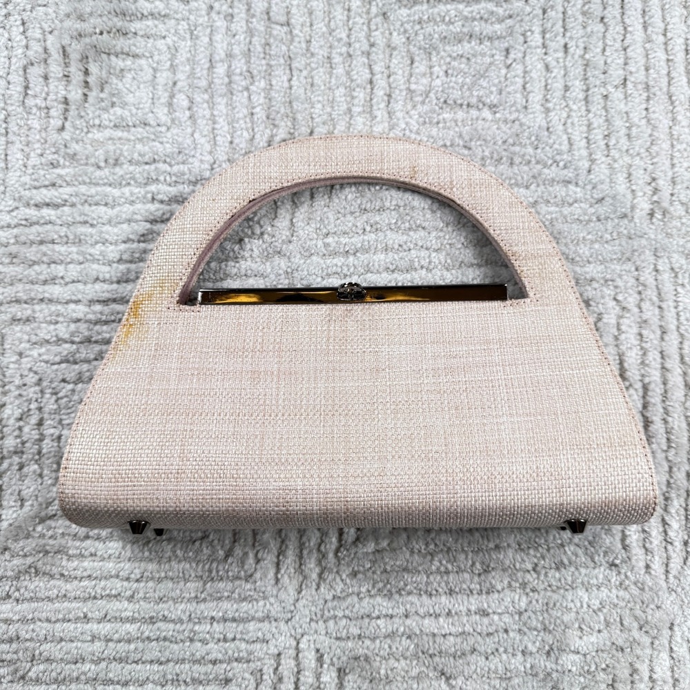Liz Soto Top Handle Bag Womens OS Blush Pink Vintage Style Woven Structured
